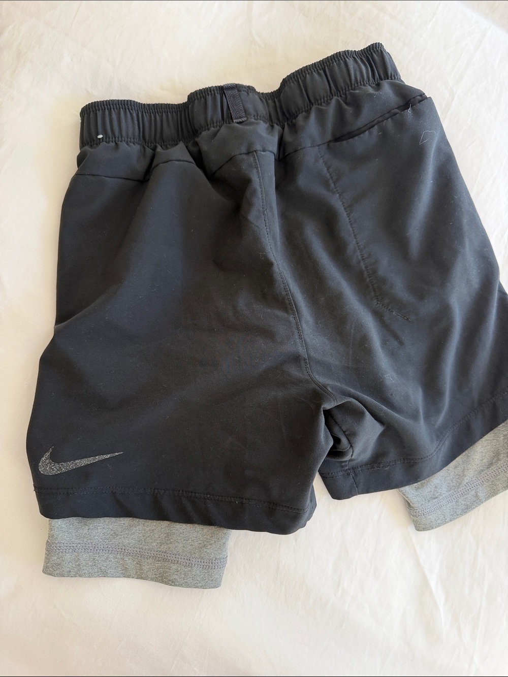 Nike Black Boys' Athletic Shorts with Gray Inner Layer